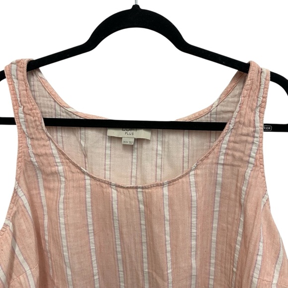 LOFT Plus cotton blend striped pink and white sleeveless top 24/26 - Picture 8 of 12